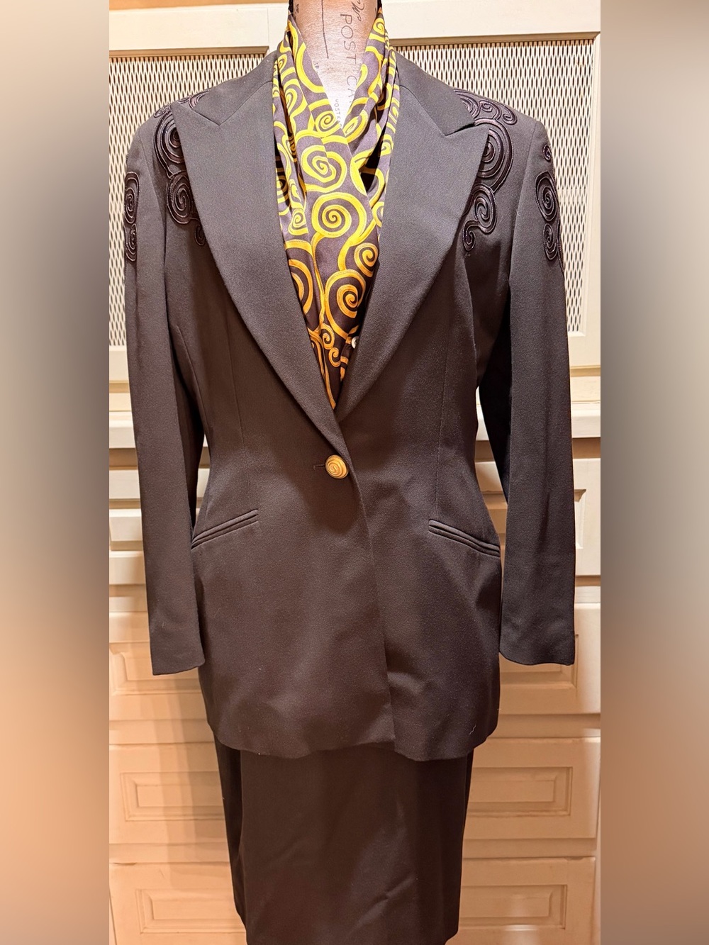 Deadstock NWT Escada Archival Soutache Embroidered Wool Suit Set